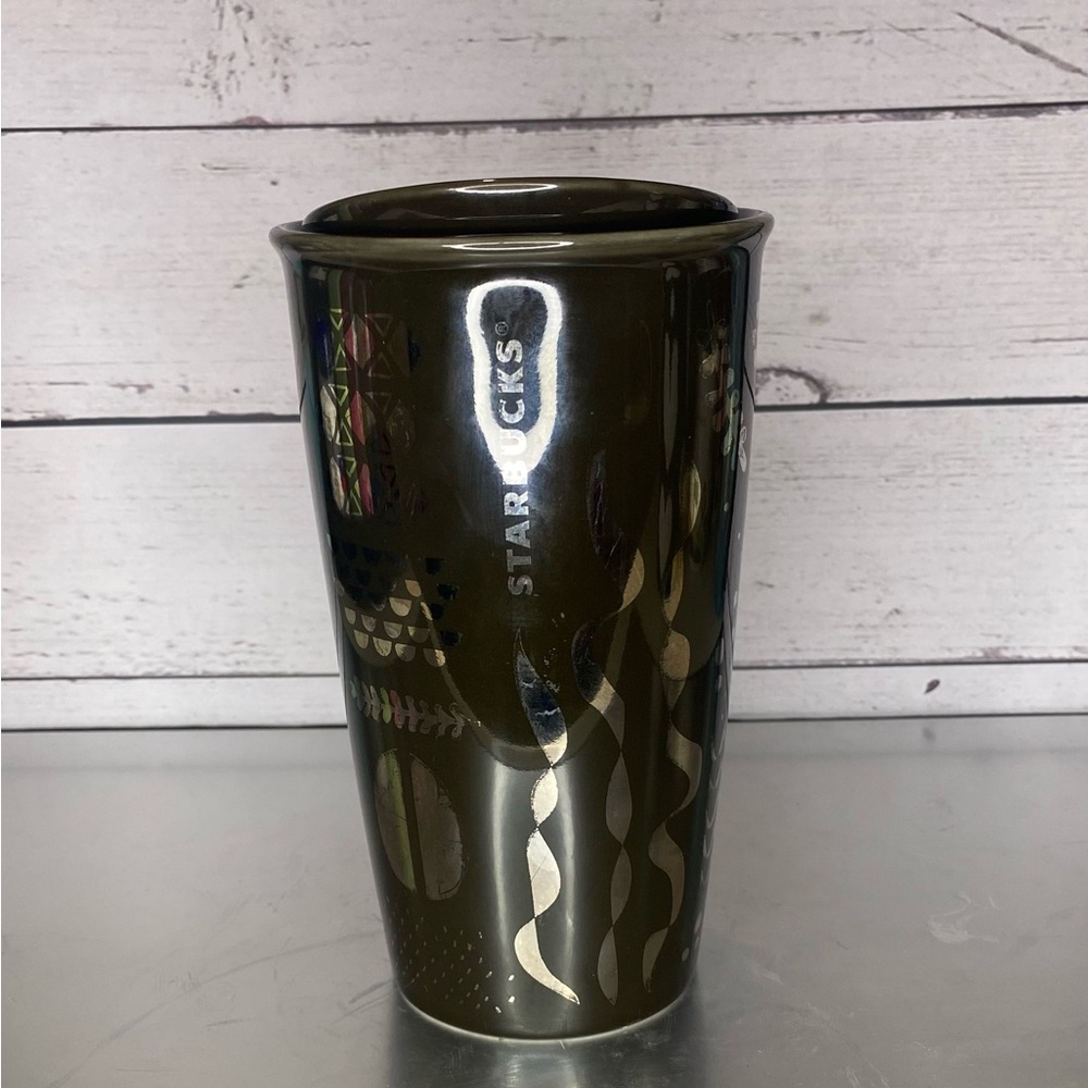 2017 Starbucks 12oz Brown Siren Ceramic Double Wall Travel Tumbler